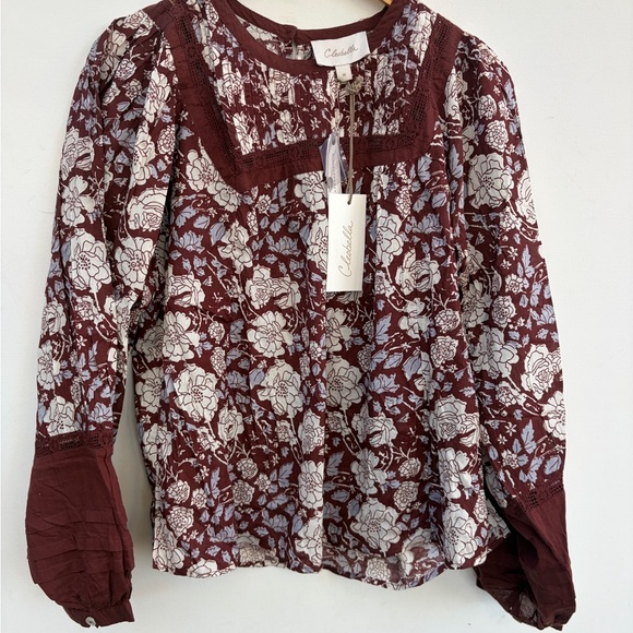 Anthropologie Tops - Anthropologie Rafia Blouse by Cleobella NWT Cranberry Floral